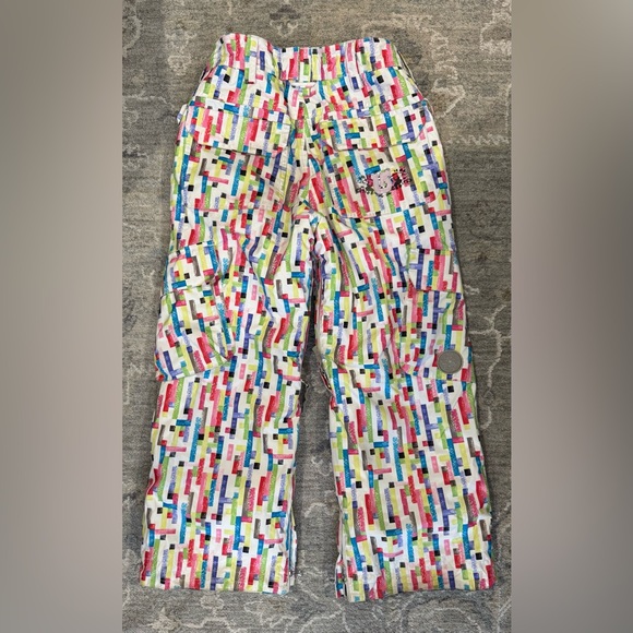 Burton Dry Ride Sz MeD (7/8) Kids Colorful Geometric Ski Pants - Picture 4 of 4